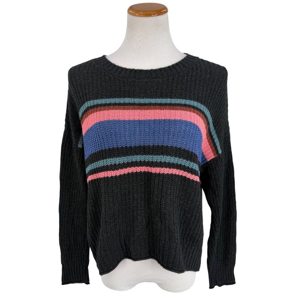 AE Cozy Relaxed Fit Striped Knit Sweater | Retro 90s Casual Soft Grunge Preppy - Picture 2 of 16